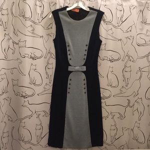 Vintage Blue Lurex Button & Bow Dress ❄️